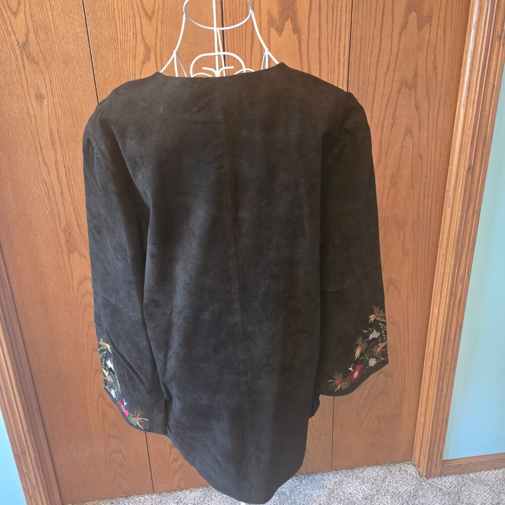 Newport News Vintage Black Suede Embroidered Pullover Size 12 90s Boho EUC - Picture 9 of 11